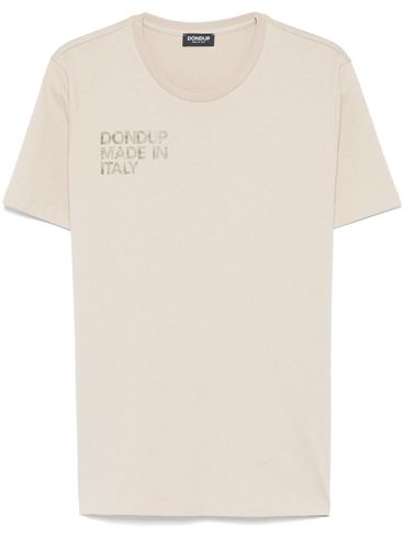 DONDUP - Beige cotton t-shirt with print