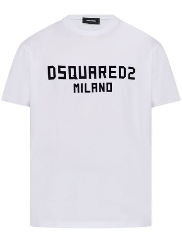 DSQUARED2 - T-shirt in cotone bianco con stampa