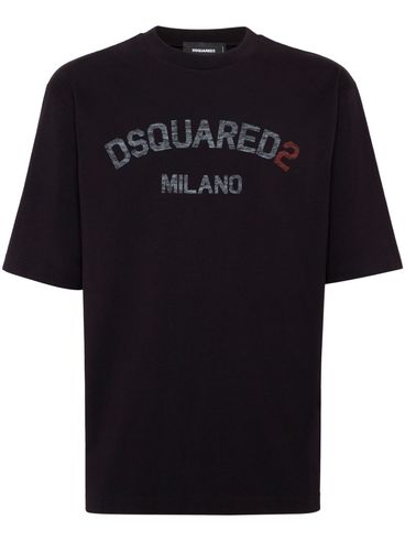 DSQUARED2 - Black cotton t-shirt with print