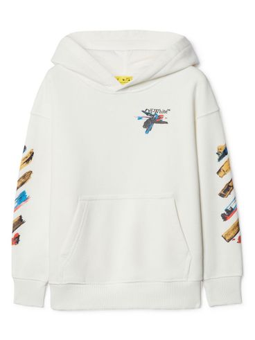 OFF-WHITE - White hoodie with graphic print on the sleeves