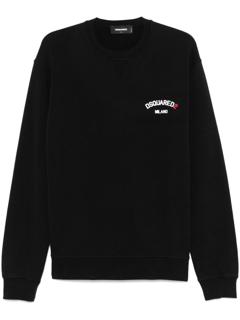Dsquared2 Black Crewneck Sweatshirt With Logo Lettering On The Front In Black