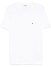 dondup - White cotton t-shirt with logo embroidery