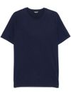 dondup - Blue cotton t-shirt with logo embroidery