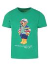 polo ralph lauren - T-shirt verde con stampa orsetto Ralph