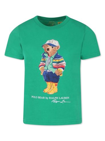 POLO RALPH LAUREN - T-shirt verde con stampa orsetto Ralph