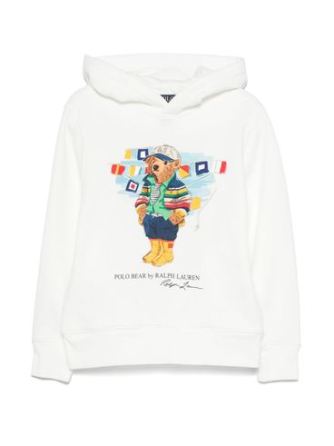 POLO RALPH LAUREN - White hoodie with Ralph the Bear graphic print