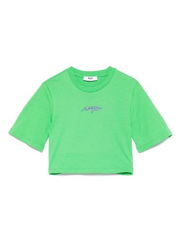 MSGM - T-shirt verde evidenziatore con logo