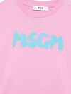 msgm - T-Shirt rosa con logo celeste - 1