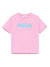 msgm - T-Shirt rosa con logo celeste