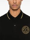 versace jeans couture - Black cotton polo shirt with embroidered logo - 2