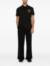 versace jeans couture - Black cotton polo shirt with embroidered logo - 3