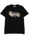 versace jeans couture - T-shirt nera con logo frontale