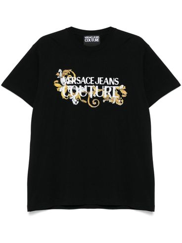 VERSACE JEANS COUTURE - Black T-shirt with front logo