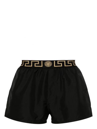 VERSACE - Costume mare nero con motivo Greca