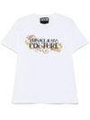 versace jeans couture - T-shirt bianca con logo frontale