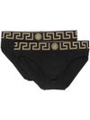 versace - Slip nin cotone nero confezione da due con motivo greca