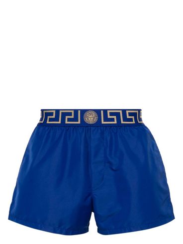 VERSACE - Costume mare blu con motivo Greca