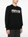 versace jeans couture - Black cotton crewneck sweatshirt with logo - 4