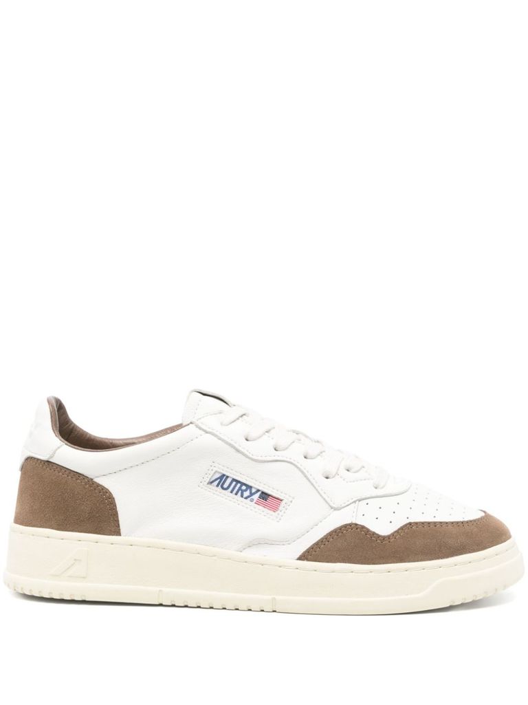 Autry Medalist Low Sneakers In Goatskin And Suede In Multi
