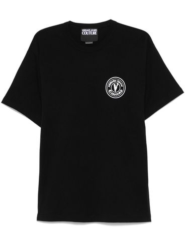 VERSACE JEANS COUTURE - Black cotton T-shirt with print