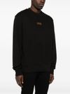 versace jeans couture - Black cotton sweatshirt with gold tag - 3