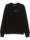 versace jeans couture - Black cotton sweatshirt with gold tag