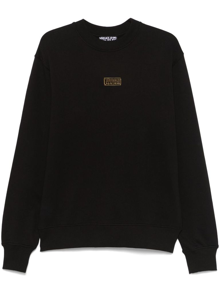 VERSACE JEANS COUTURE BLACK COTTON SWEATSHIRT WITH GOLD TAG