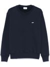 autry - Blue cotton crewneck sweatshirt with logo print