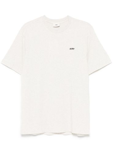 AUTRY - White cotton T-shirt with black logo print