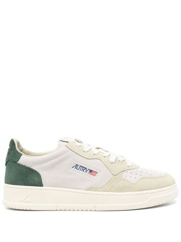 AUTRY - Sneakers Medalist bianche con camoscio beige e verde