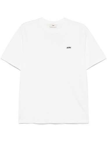 AUTRY - White cotton T-shirt with black logo print