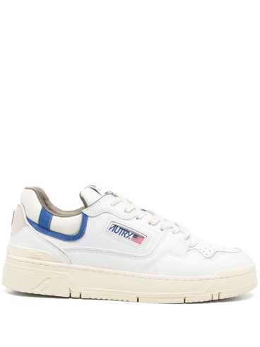 AUTRY - Sneakers CLC in pelle di vitello bianca con inserti blu