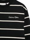 calvin klein jeans - Felpa girocolo nera a righe bianche - 2