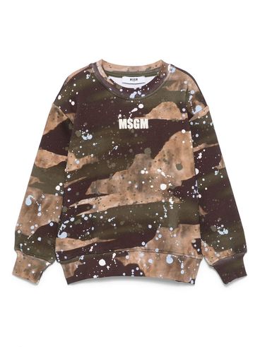 MSGM - Crewneck sweatshirt with military green graphic