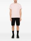 stone island - T-shirt rosa scuro in cotone con ricamo logo - 2