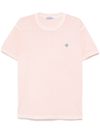 stone island - T-shirt rosa scuro in cotone con ricamo logo