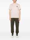 stone island - T-shirt rosa in cotone con ricamo logo - 3