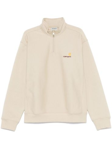 CARHARTT WIP - Beige cotton sweatshirt with high collar and zip