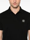 stone island - Polo in cotone nero a maniche corte - 2