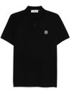 stone island - Polo in cotone nero a maniche corte