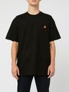 carhartt wip - Black cotton t-shirt with gold embroidered logo - 2