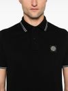 stone island - Polo in cotone nero a maniche corte con righe - 2