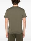 stone island - T-shirt verde in cotone con ricamo logo - 3