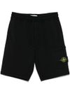 stone island - Shorts neri con tasca laterale