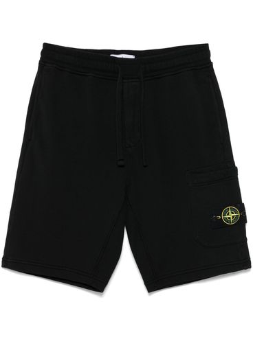 STONE ISLAND - Shorts neri con tasca laterale