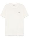 stone island - T-shirt avorio in cotone con ricamo logo