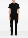 stone island - T-shirt nero in cotone con ricamo logo - 1