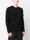 stone island - Black cotton crewneck sweater with logo - 1