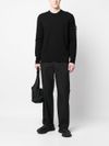 stone island - Black cotton crewneck sweater with logo - 2