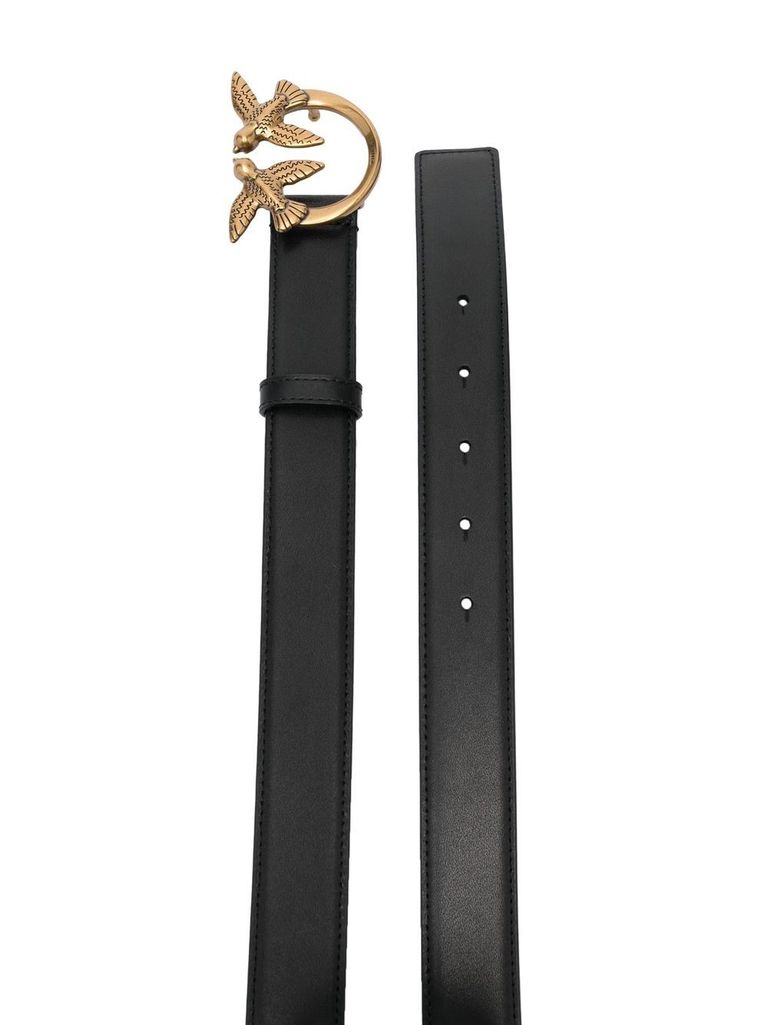 Shop Pinko Black Leather 'love Berry' Belt